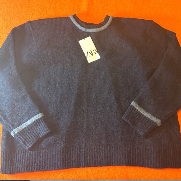 Zara navy blue open back soft knit sweater NWT - Picture 5 of 11